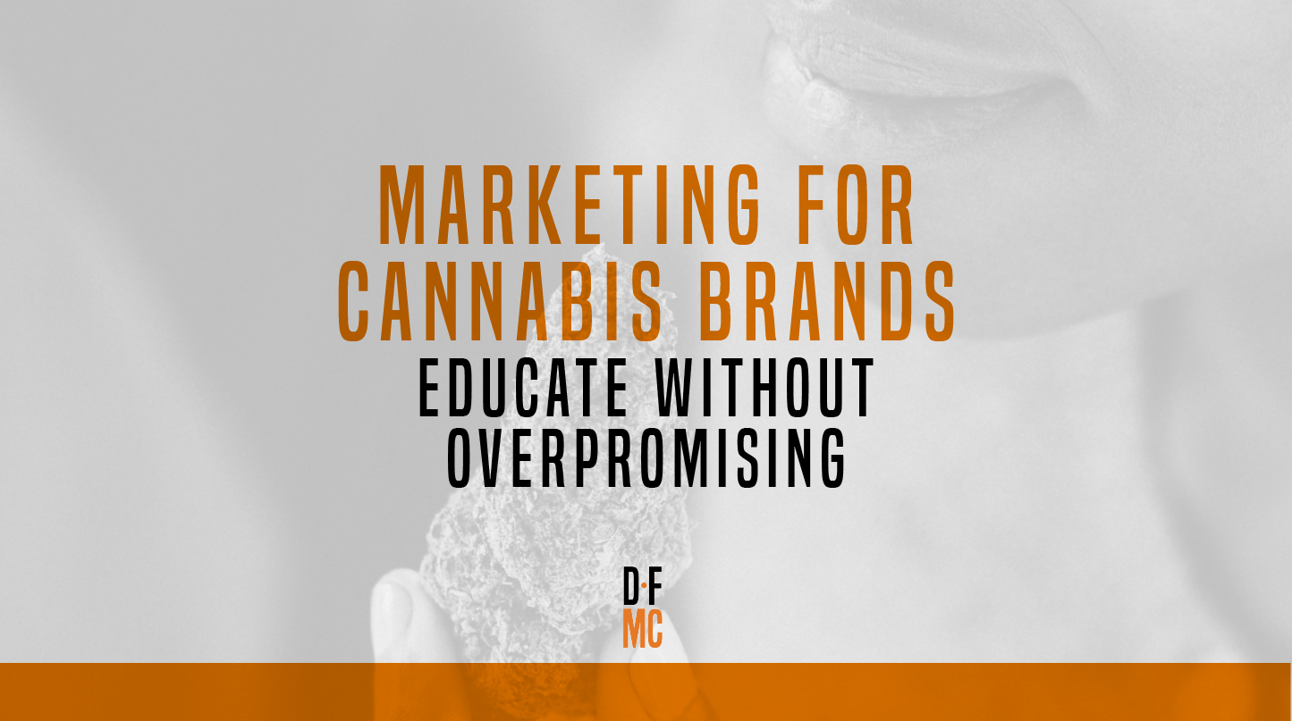 Blog title over woman holding a cannabis bud